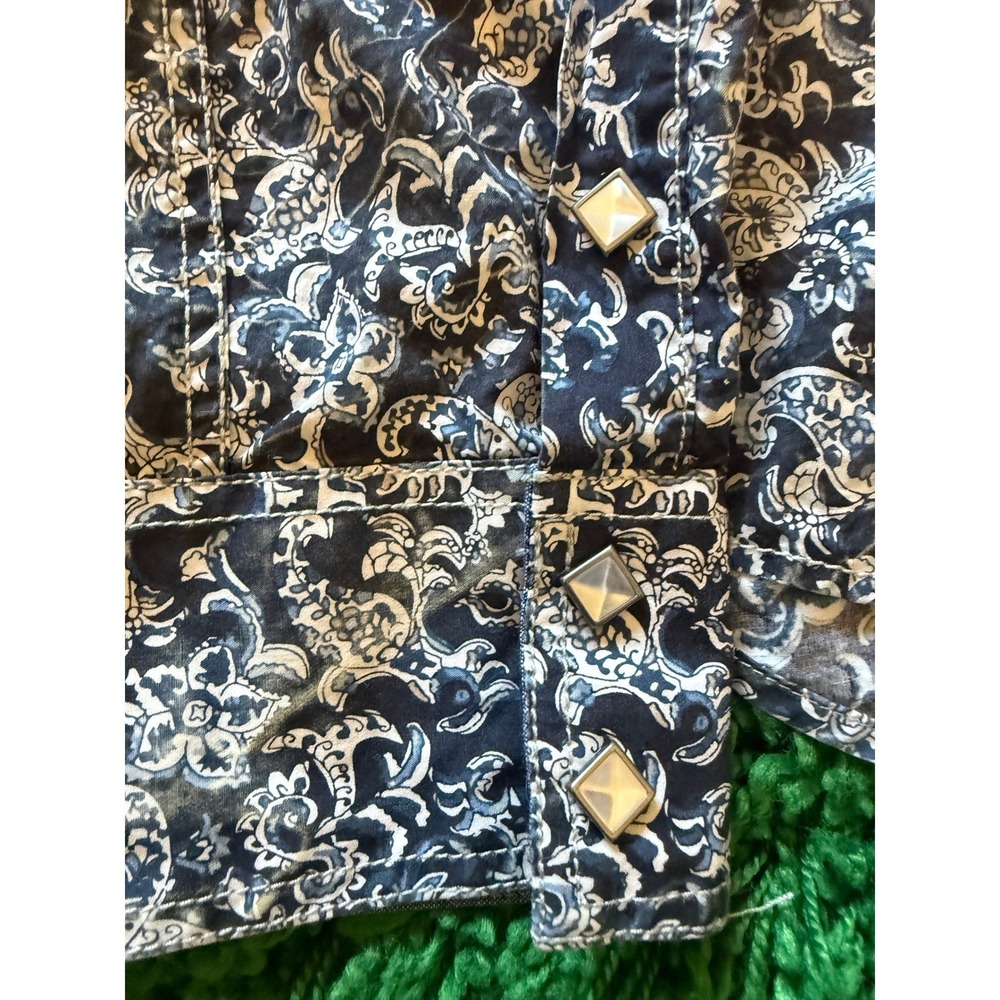 Rock and Roll Cowboy Mens Long Sleeve Western Pearl Snap Shirt Blue Paisley L - Picture 5 of 8